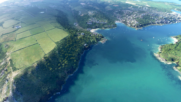 Aerial view of Plymouth sound cliffs